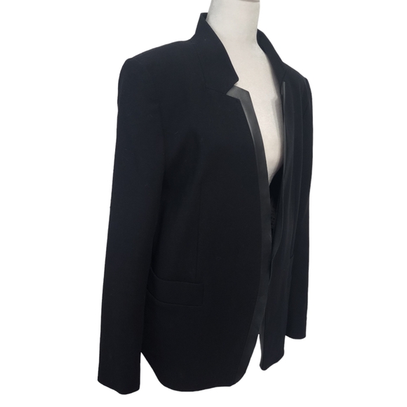 EUC Escada Black Leather Trim Wool Blend Babaasi Blazer - Picture 3 of 10